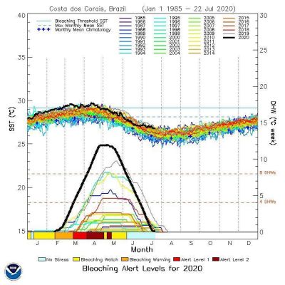 Linha preta destaca o pico de temperatura o maior desde 1985 na APACC