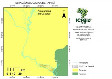 ESEC de Taiamã em referência a área urbana de Cáceres/MT